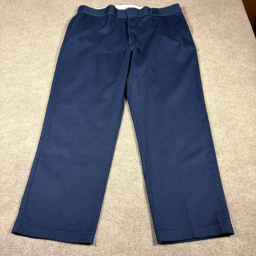 Dickies 874 Original Fit Work Pants Mens 42x30 Blue High Rise Flex Straight Leg